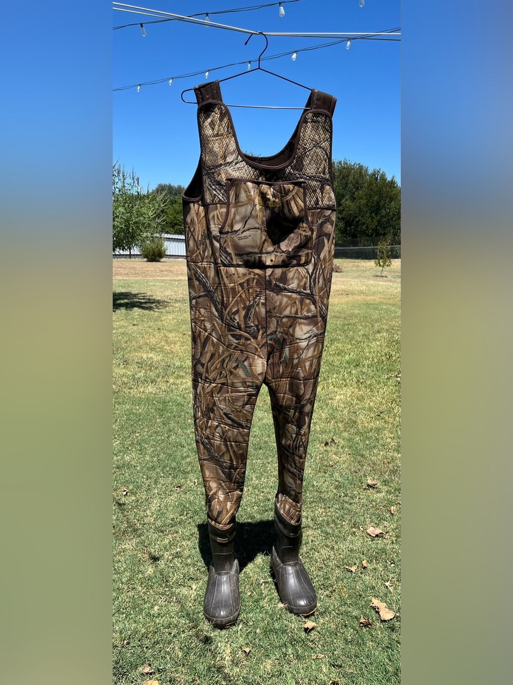Cabela's Brown Wetlands Camo Chest Waders Shoe Size 11